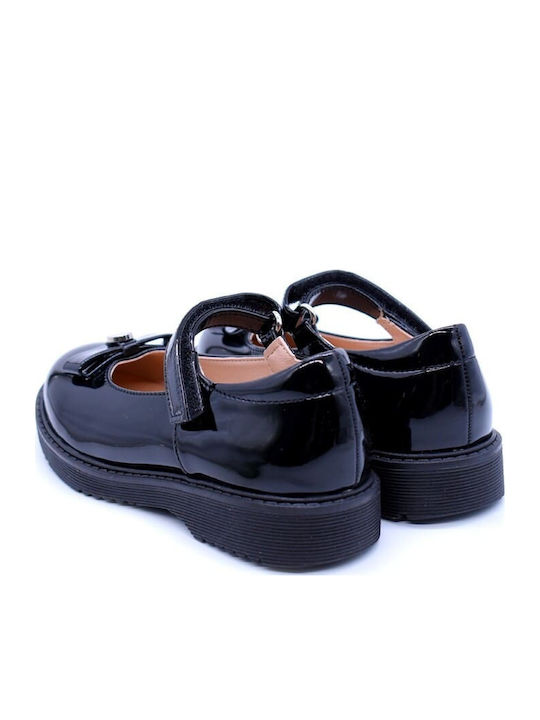 Anatomic Leather Kids Ballerinas with Hook-and-Loop Closure Black