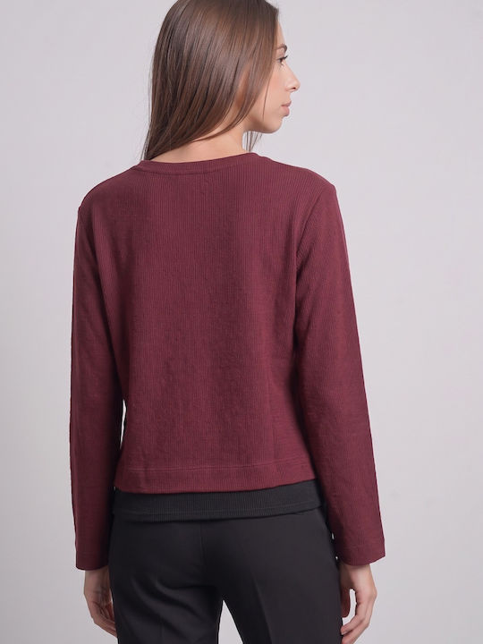 Langärmelige Damenbluse Bordeaux