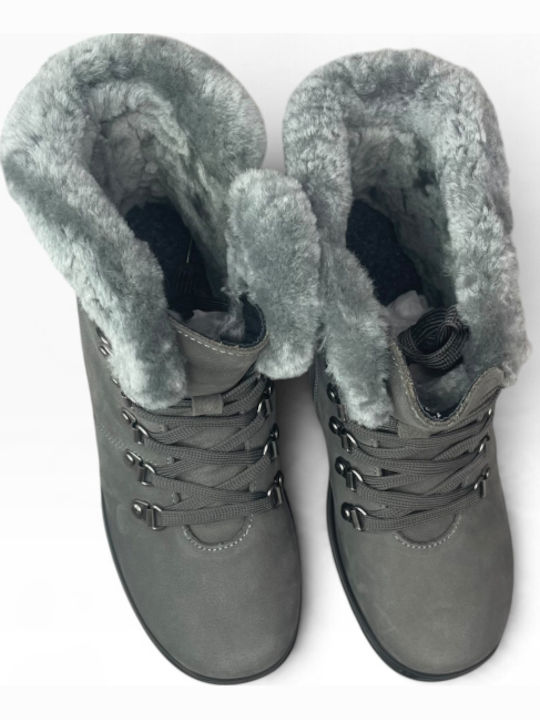 Leather Women's Ankle Boots Grey