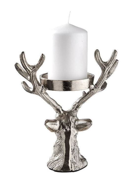 Butlers Oh My Deer Κηροπήγιο Αλουμινίου σε Ασημί Χρώμα 21x18x11εκ.