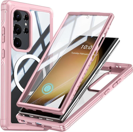 Erbord Back Cover Set cu Geam Roz (Galaxy S24 Ultra)