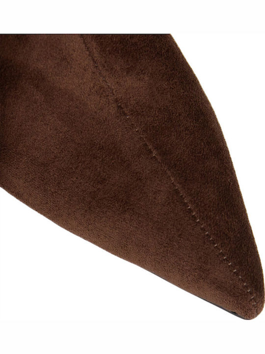 Велурени Дамски Ботуши в Кафяво