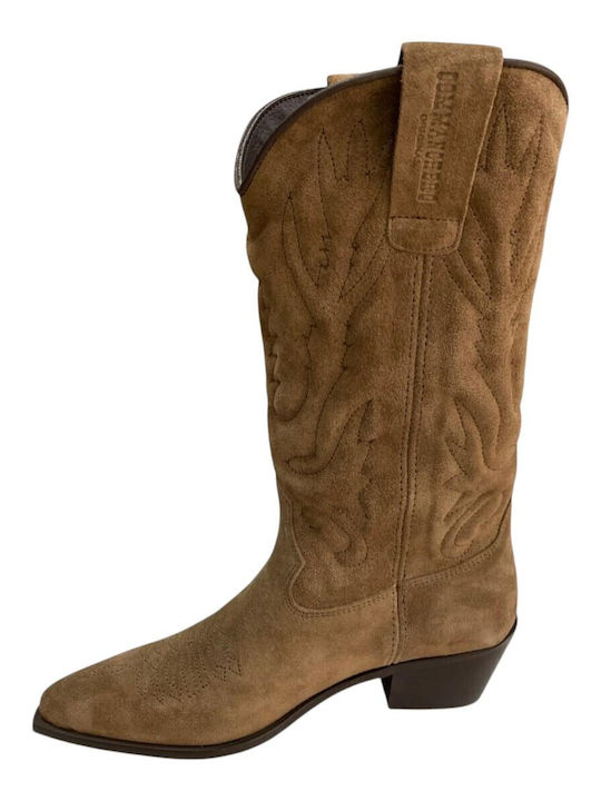 Damenlederstiefel Cowboy Beige