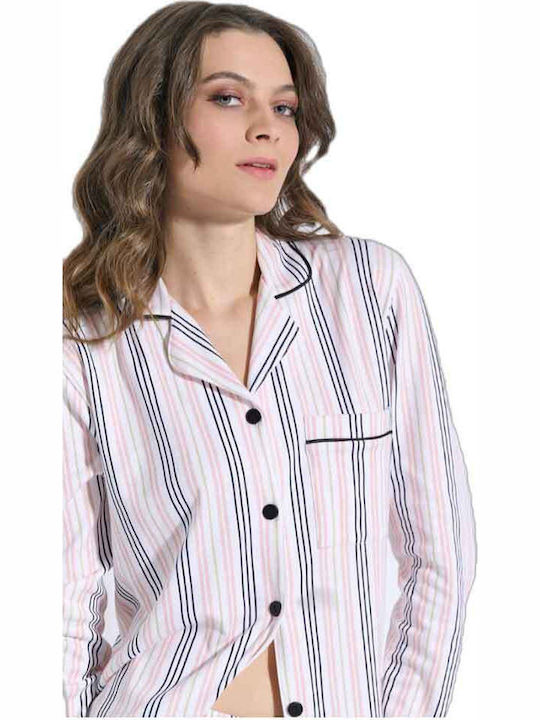 Jeannette Lingerie Set de Pijama de Iarnă pentru Femei din Bumbac Alb