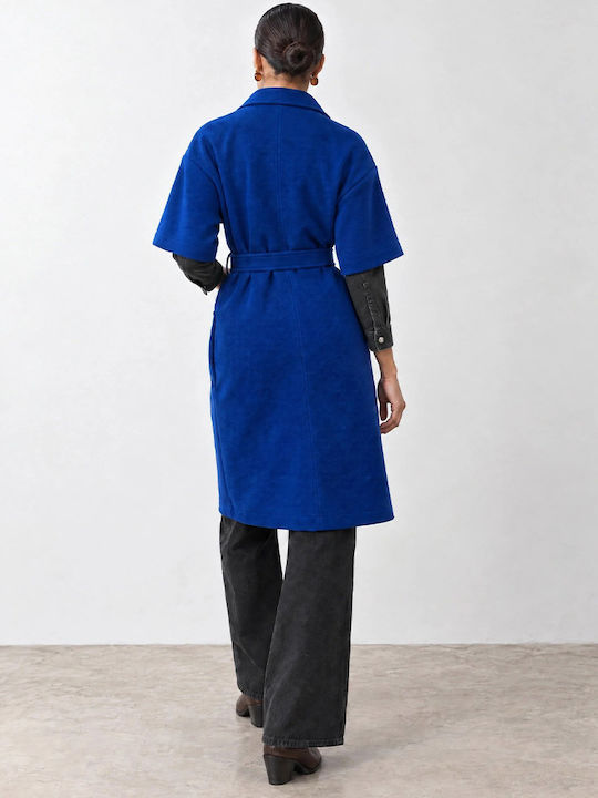 Damen-Kurzmantel Blau mit Knöpfen