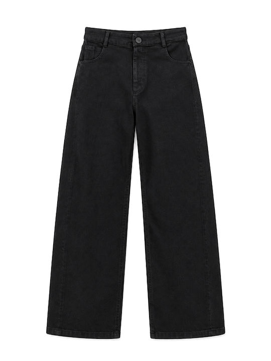 Women's High-Rise Fabric Trousers in a Loose Fit Black