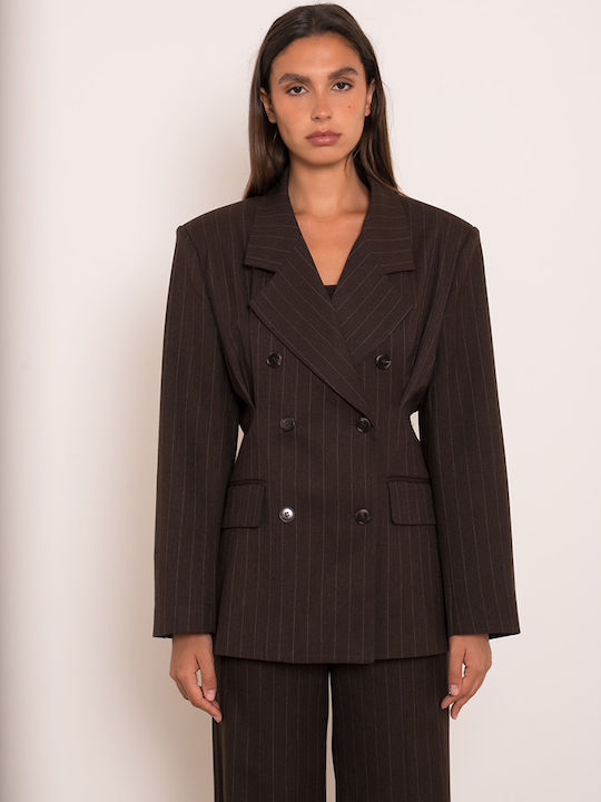 Women's Striped Brown Suit