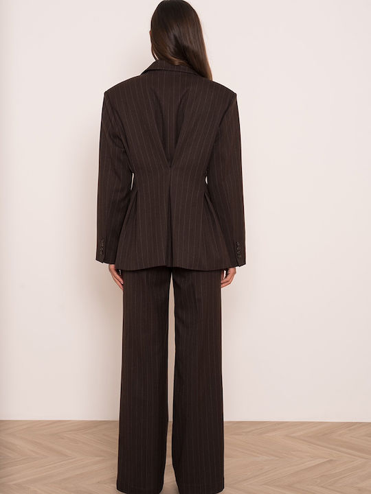 Women's Striped Brown Suit