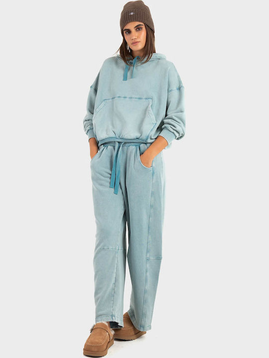 Γυναικείο Φούτερ με Κουκούλα Light Blue