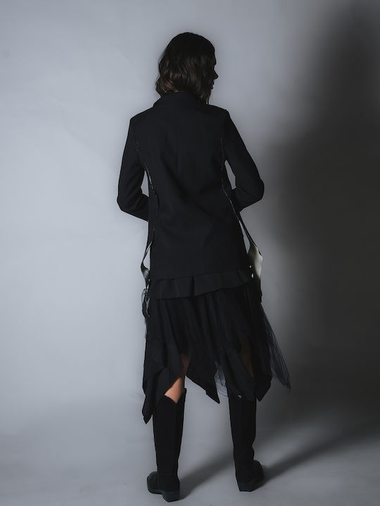 Sotris Langer Damenblazer Schwarz
