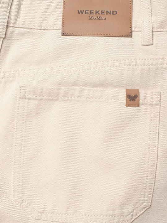 Damenjeans mit weitem Bein in Beige