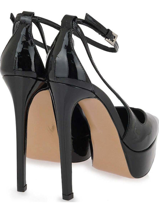 Black Leather High Heel Pumps