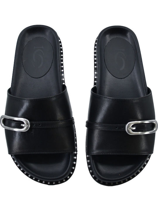 Lederne Damensandalen Schwarz