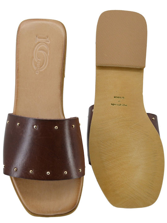 Lederne Damen-Sandalen Braun