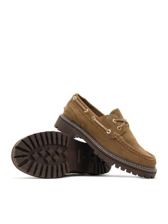 Suede Women's Boat Shoes in Brown Colour