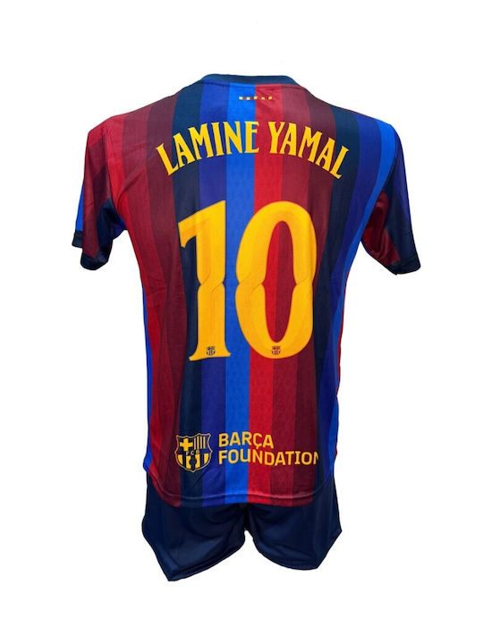 Kids' Barcelona Lamine Yamal Football Kit Blue Red Striped 101026-11