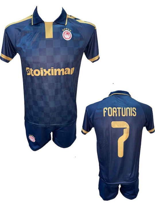 Kids' Olympiacos Fortounis Football Kit Blue Gold Collar 101026-08