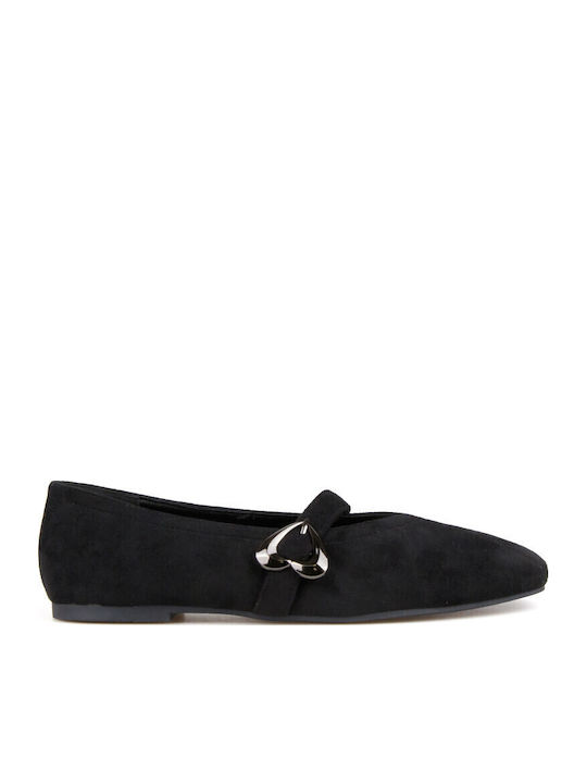Schwarze Mary-Jane-Ballerinas aus Wildleder Damen