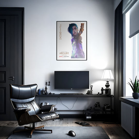 Gaming-Poster Arcane League of Legends Jinx Gm2396 50 cm x 70 cm Premium Schwarzer Holzrahmen-62954pd132958f55323