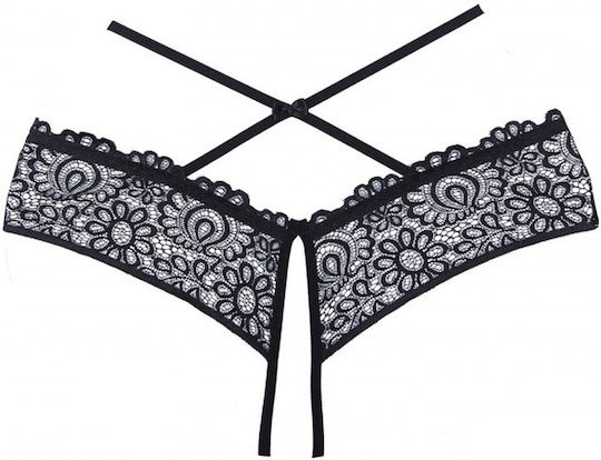 Allure Lingerie Γυναικείο Sexy Slip Αυτοκινήτου με Δαντέλα Μαύρο