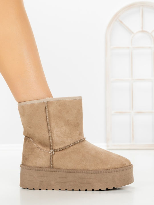Women's Ankle Boots with Platform Khaki