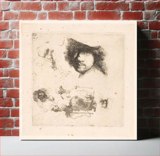 Sheet With Various Studies: Self-portrait, Beggar Couple, Heads By Rembrandt Van Rijn Sheet With Various Studies: Self-portrait, Beggar Couple, Heads By Rembrandt Van Rijn
