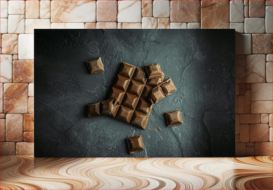 Chocolate Bar On Dark Background Μπάρα Σοκολάτας Σε Σκούρο Φόντο 1