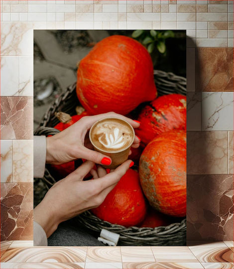 Painting Autumn Coffee Pumpkins 100x150 Painting Autumn Coffee Pumpkins 100x150