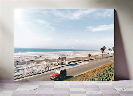 Beachside Road With Red Car Παραθαλάσσιος Δρόμος Με Κόκκινο Αυτοκίνητο Beachside Road With Red Car Παραθαλάσσιος Δρόμος Με Κόκκινο Αυτοκίνητο