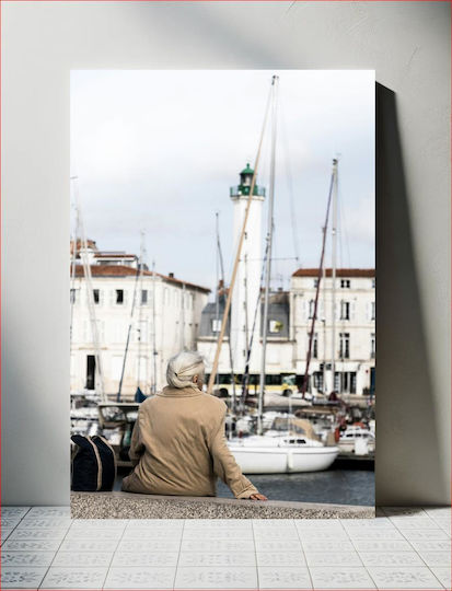 Elderly Person By The Lighthouse Ηλικιωμένος Δίπλα Στον Φάρο σε Καμβά