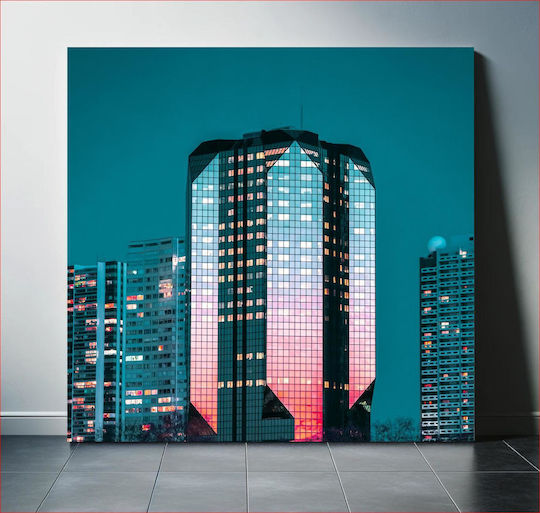 Painting Illuminated City Skyscraper 110x110