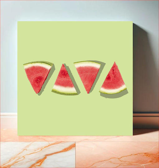 Watermelon Slices On Green Background Φέτες Καρπούζι Σε Πράσινο Φόντο 1 Watermelon Slices On Green Background Φέτες Καρπούζι Σε Πράσινο Φόντο 1