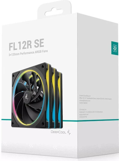FL12-3 IN 1 Reverse Blade Case Fan 120mm (2150rpm / 55cfm) with RGB Lighting and 4-Pin PWM Connection 3pcs