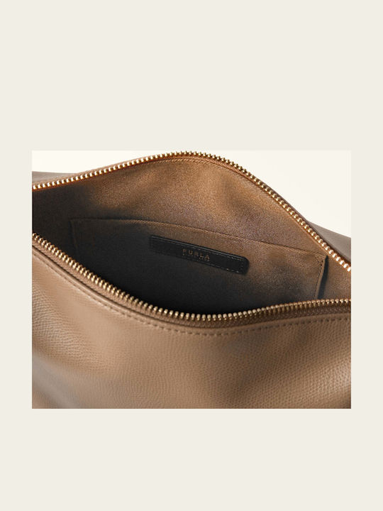 Furla Кафява Дамска Hobo Чанта от Естествена Кожа