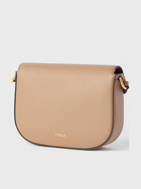 Furla Moonlight S Дамска Чанта С Капак От Естествена Кожа Кафява