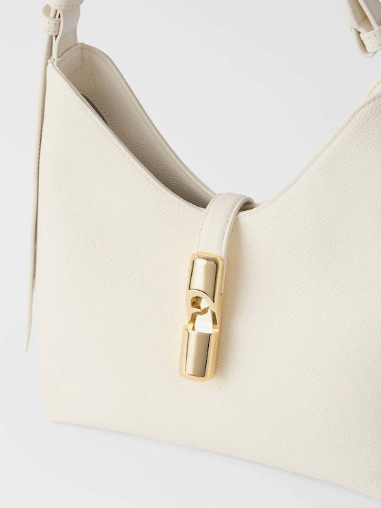Goccia S Damen-Hobo-Tasche aus Leder Panna