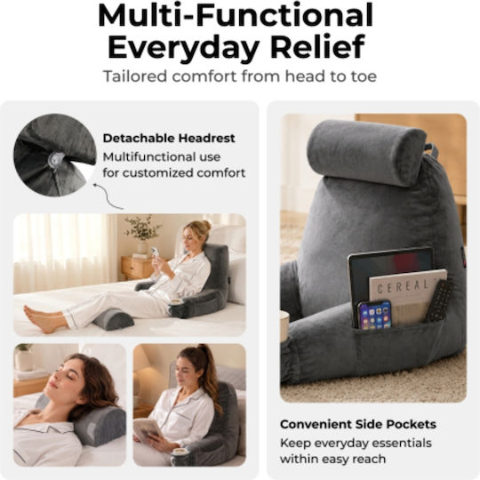 Lumivida Reading Pillow Pernă Medicală pentru Spate Gri