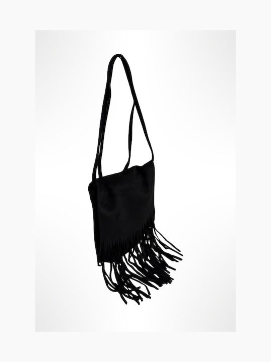 Women's Crossbody Bag Suede with Fringes Black