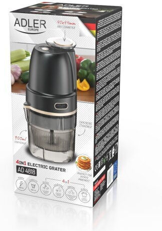 Adler Multifunctional Food Processor 200W with 900ml Bowl Black