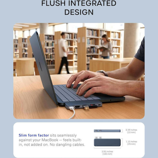 Satechi USB хъб с 5 порта и USB-C / USB-A връзка, син