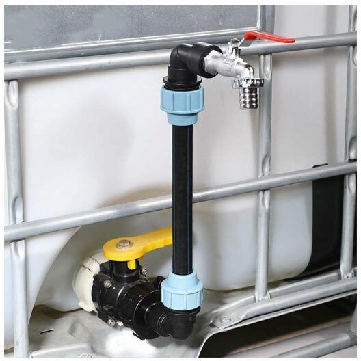 Комплект за Свързване на Резервоар IBC 1000l с Кран 3/4" и Маркуч 40cm Aria Trade