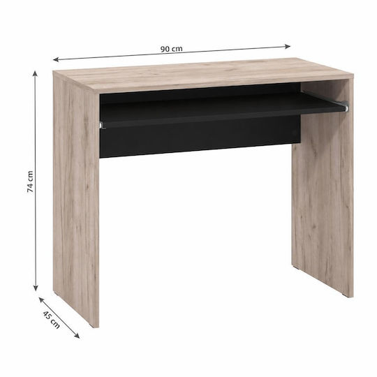Γραφείο Paris Ξύλινο Grey Oak-Μαύρο 90x45x74εκ.