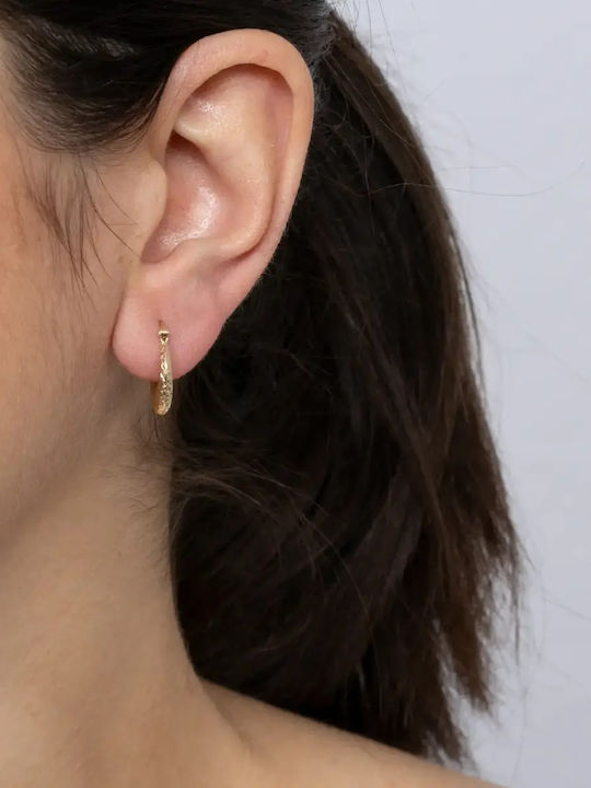 Goldene Creolen mit Diamanten K9 057341 057341 9 Karat Gold