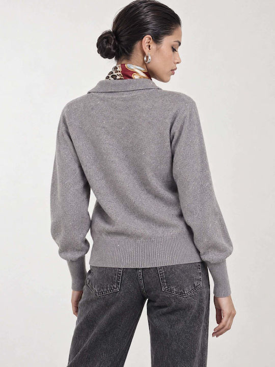 Women's Long Sleeve Grey Blouse