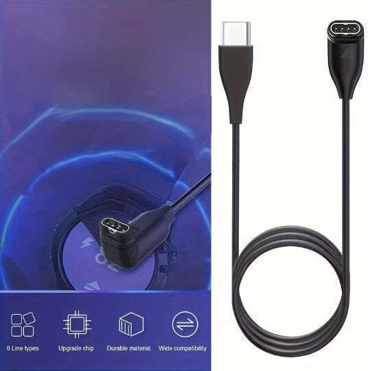 Charging Cable Type C Garmin Fenix Models 7 6 5 As Well As Vivoactive 3 Forerunner 945 935 245 Instinct 2 100cm Black