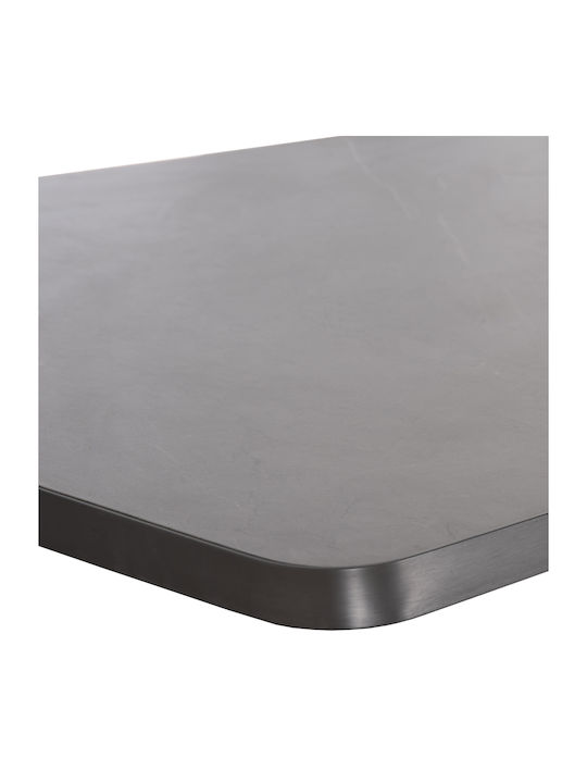 HomeMarkt Rechteckige Tischplatte aus Aluminium in Grau-Marmor 120x80cm HM6656.05
