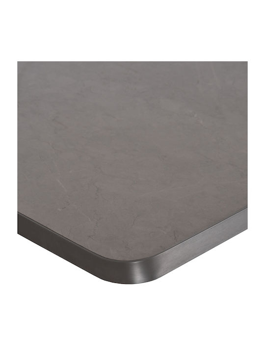 HomeMarkt Rechteckige Tischplatte aus Aluminium in Grau-Marmor 120x80cm HM6656.05