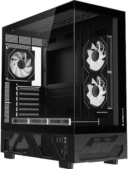 Dervish Mark 1 Gaming Midi Tower Computer Case with Side Window and ARGB Lighting Black