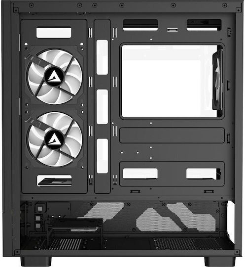 Dervish Mark 1 Gaming Midi Tower Computer Case with Side Window and ARGB Lighting Black