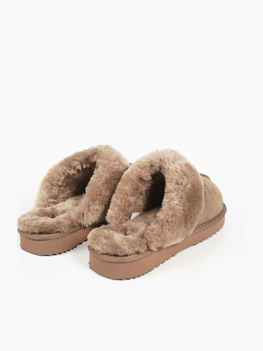 Suede Closed Brown Women's Slippers